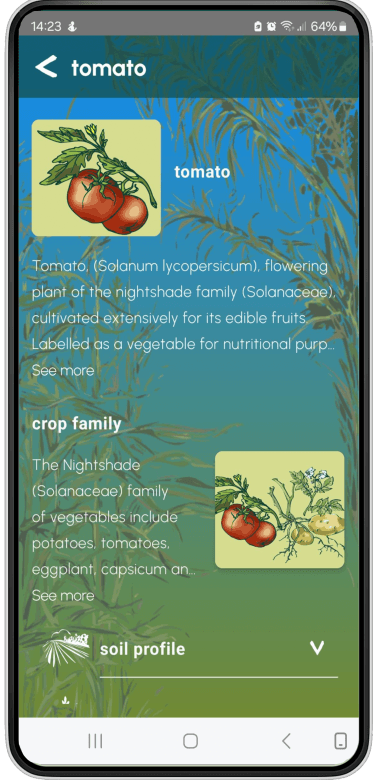 crop information screen